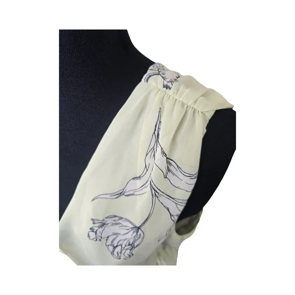 Banana Republic Light Yellow Floral Sleeveless Peplum Blouse Size M Feminine - Picture 5 of 6